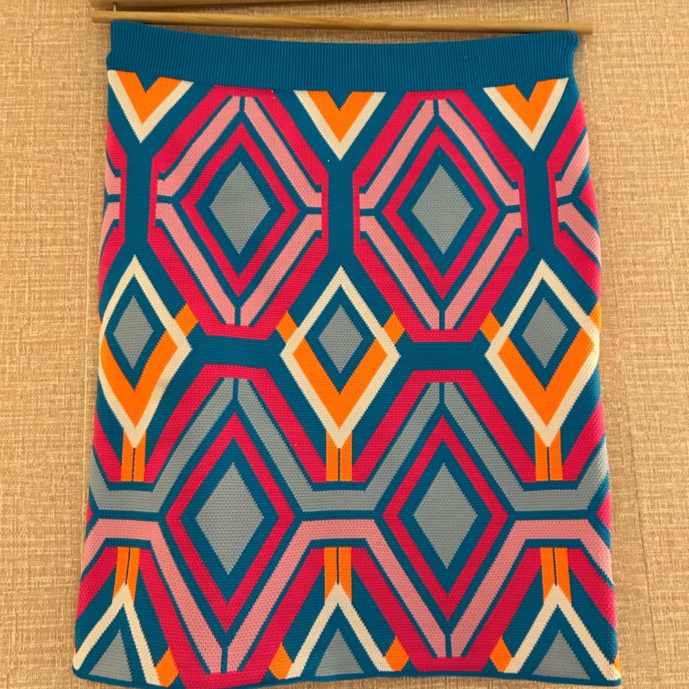 Knit Colorful Geometric Pencil Skirt